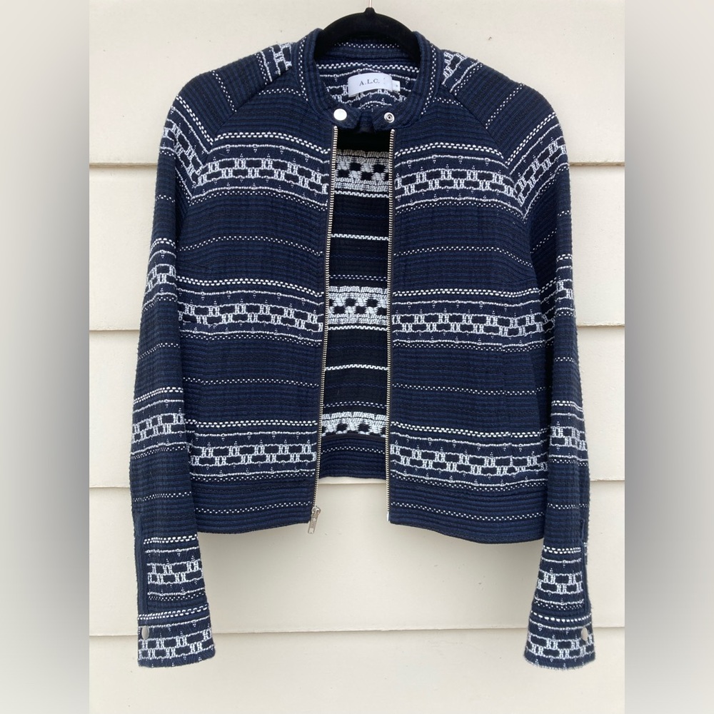 A.L.C. Striped Knit Bomber Jacket